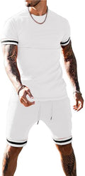 Mens Short Sets 2 Piece Outfits Fashion Short Sleeve Summer Tracksuits Casual Set with Pockets