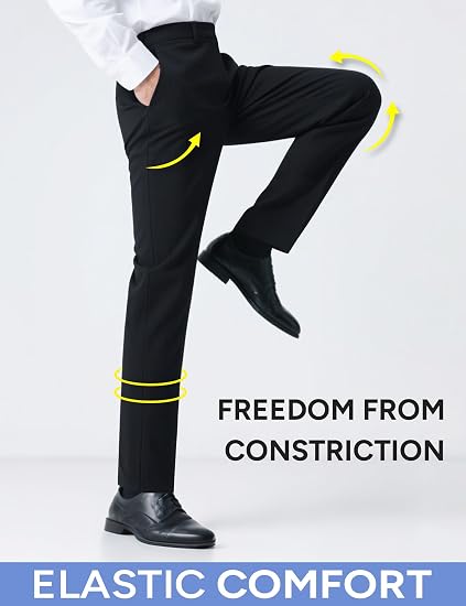 Mens Stretch Suit Slim Fit 3-Piece, 2 Buttons Jacket Vest Adjustable Waist Pants