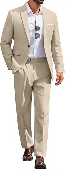 Men Suits Classic Fit 2 Piece Suit Set One Button Casual Blazer Wedding Bussiness Suit Separates