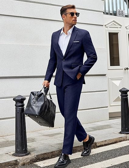 Men Suits Classic Fit 2 Piece Suit Set One Button Casual Blazer Wedding Bussiness Suit Separates
