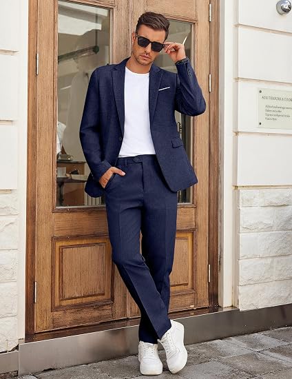 Men Suits Classic Fit 2 Piece Suit Set One Button Casual Blazer Wedding Bussiness Suit Separates