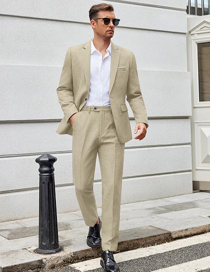 Men Suits Classic Fit 2 Piece Suit Set One Button Casual Blazer Wedding Bussiness Suit Separates