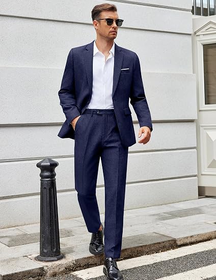 Men Suits Classic Fit 2 Piece Suit Set One Button Casual Blazer Wedding Bussiness Suit Separates